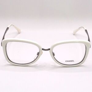 Chanel Women’s Eyeglasses | White & Silver Frame | 50-18-135 | Made in Italy